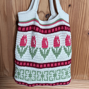 Mozaikové háčkování, taška s tulipány od Blanche Creates - Blanka Youcefi