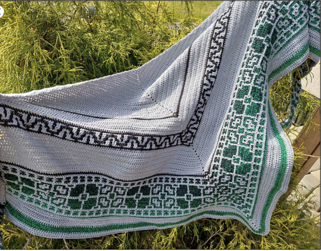 Háčkovaný šátek mozaika- testerka
