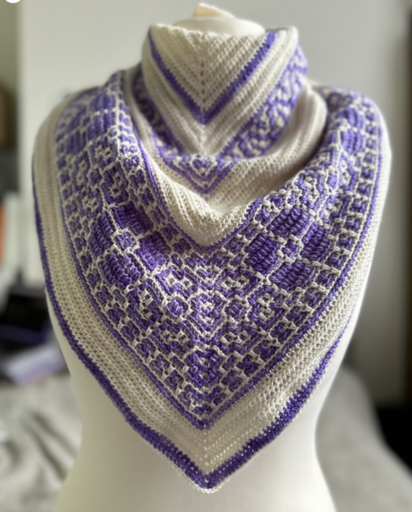 háčkovaný šátek -mozaikové háčkování Blanche creates